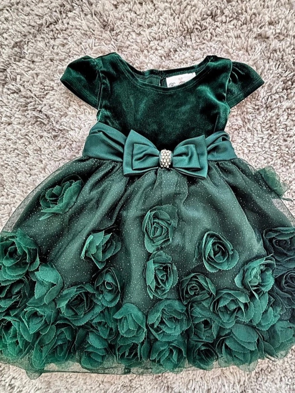Rare Editions Girls Emerald Green Velvet Christmas Dress – 2T